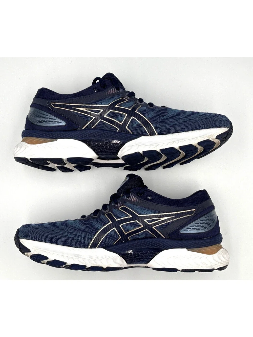 ASICS GEL-Nimbus 22 Blue Gold Running Shoes Women's 8.5